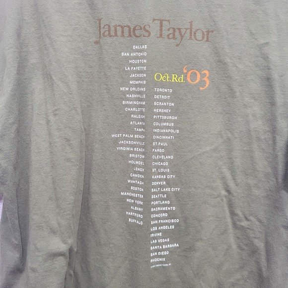 VTG James Taylor Oct Rd 2003 Tour Tshirt Mens XL Tennessee River Double Side USA - Picture 5 of 9